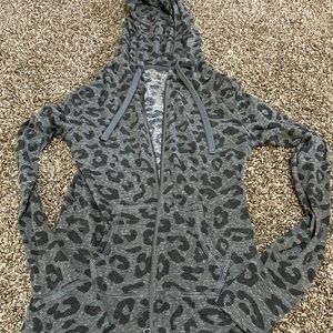 Leopard print zip up hoodie